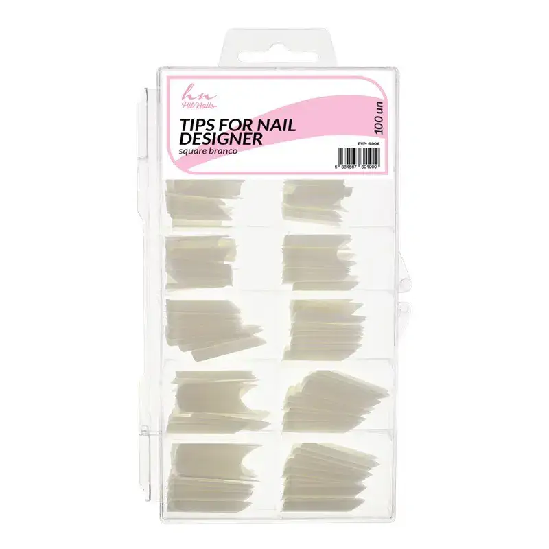 Tips for Nail Designer - White Square shape 100 un.