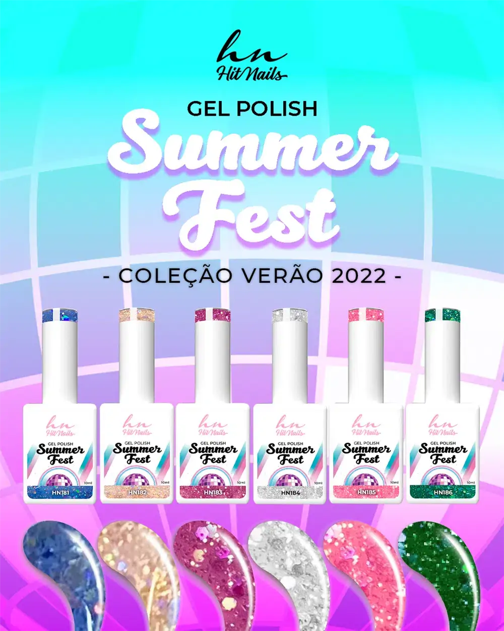 Gel Polish Summer Fest coleção 6 cores