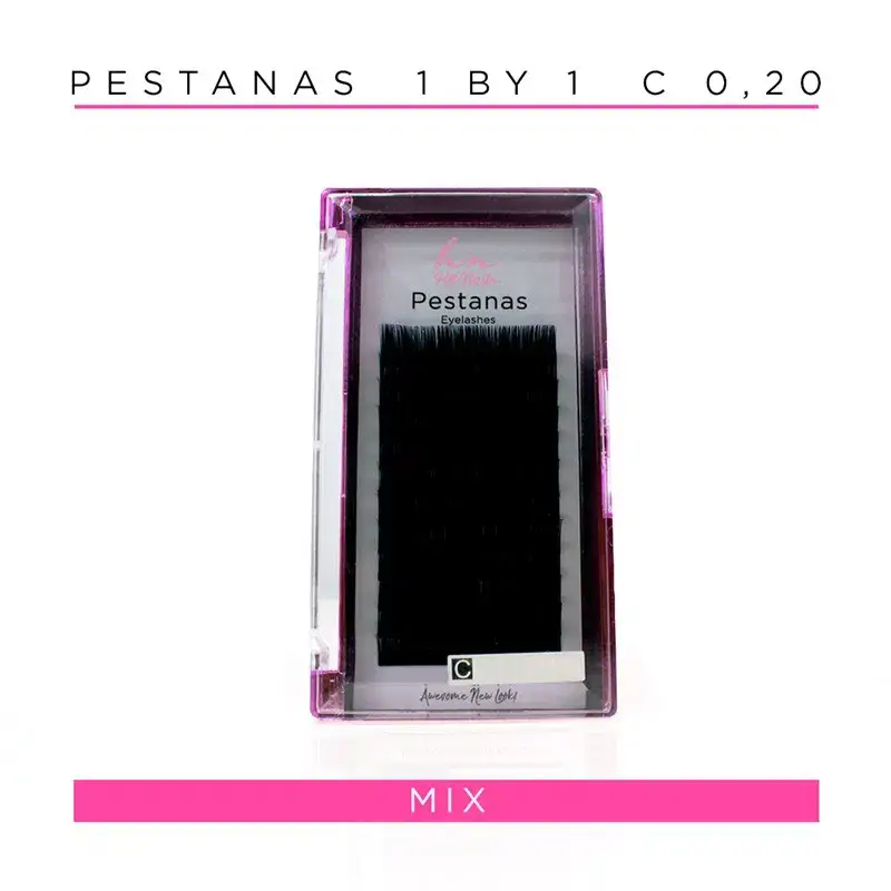 Pestanas One by One C 0,20 em caixa mix 12 filas