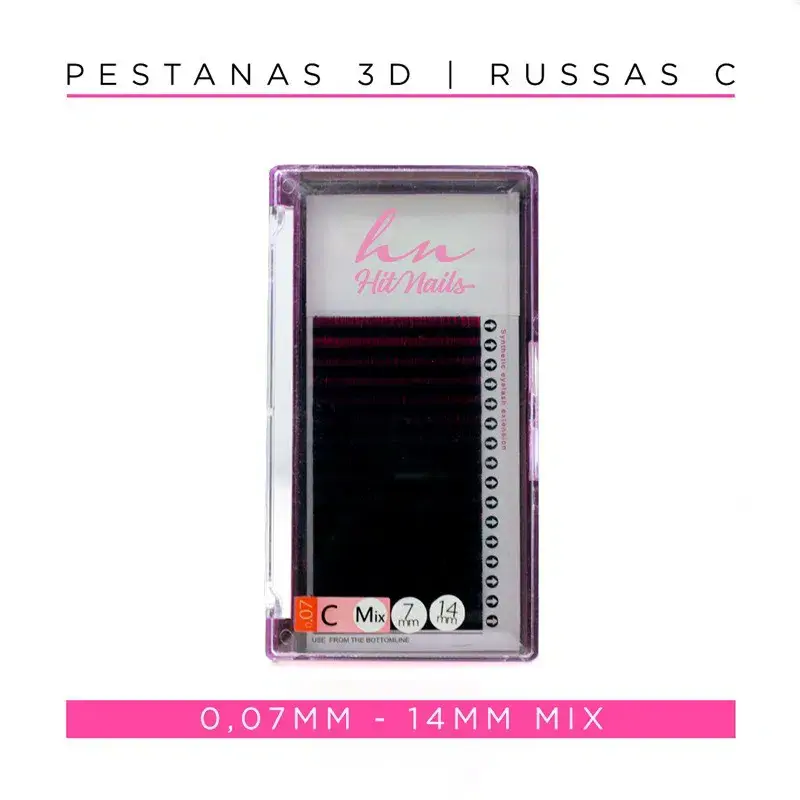 Pestanas 3D/Russas Black Purple C 0,07mm Mix 