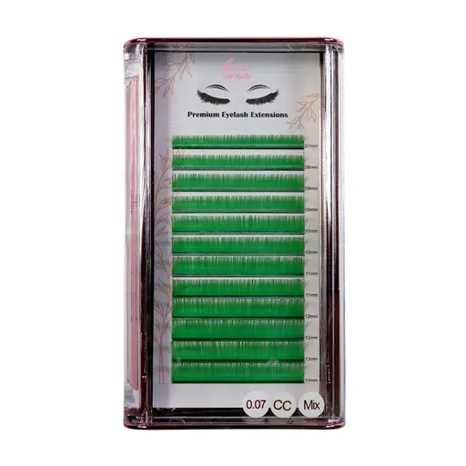 [P.3DCO.006] Pestanas 3D/Russas Green CC 0,07mm Mix em Caixa 12 filas