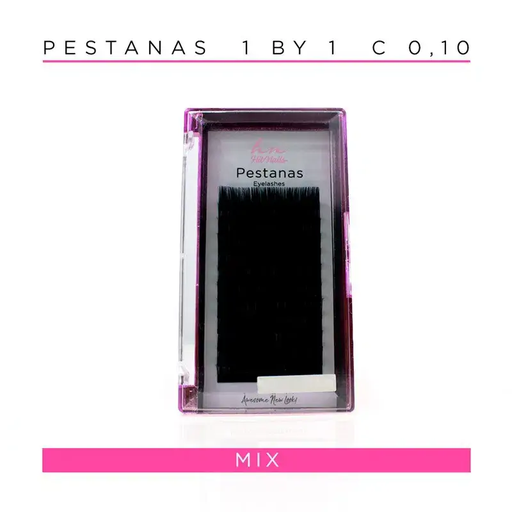 [P.OBO.004] Pestanas One by One C 0,10 em caixa mix 12 filas